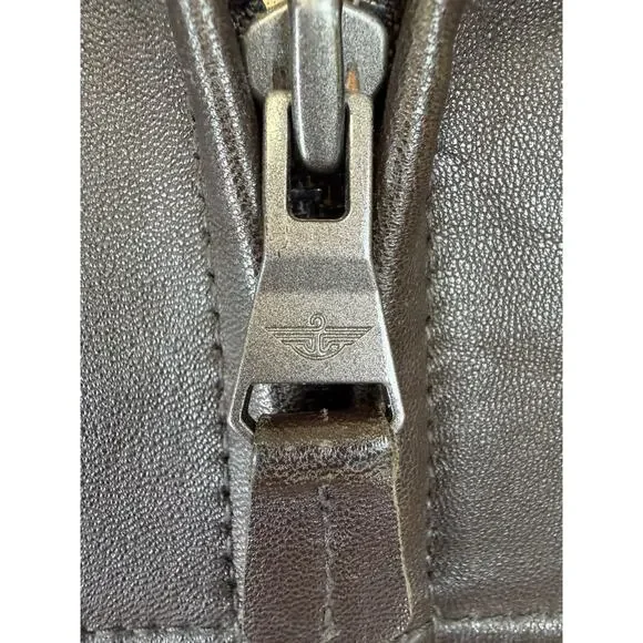 Dockers Premium Brown Leather Bomber Jacket Mens LARGE #1-0167 - Picture 6 of 9